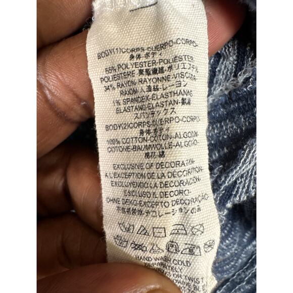 Free People We The Free Shirt Size Large Crochet Sleeve Gauze Distressed Boho - Picture 8 of 8